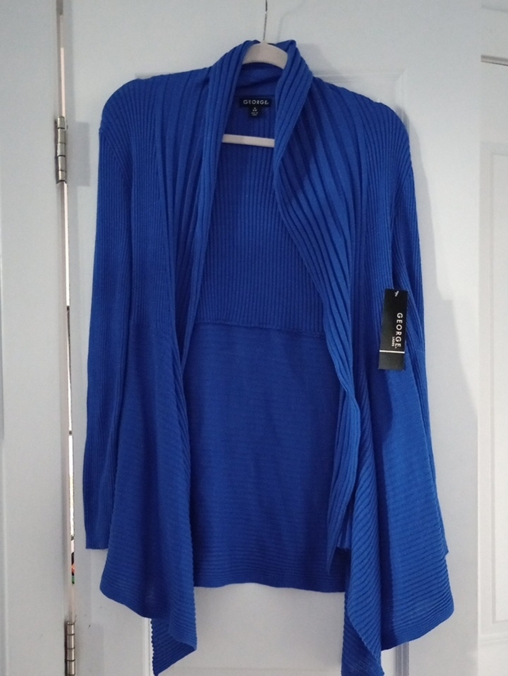 George Bright Blue Ribbed Open Front Cardigan